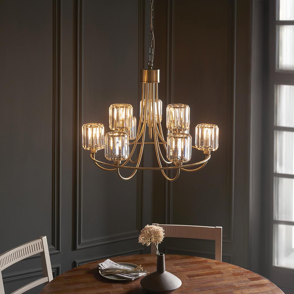 Dennie 9lt Tiered Chandelier - Antique Brass