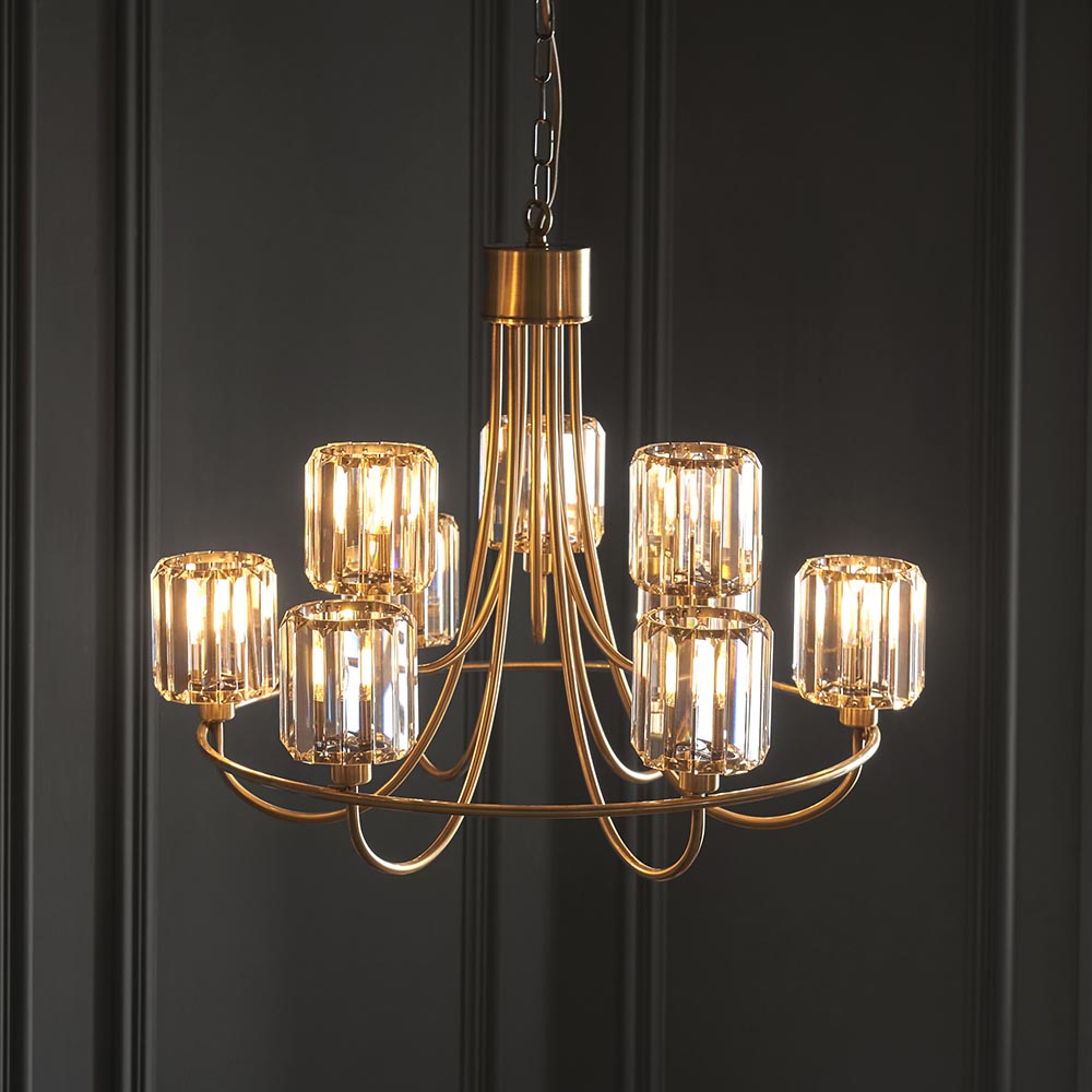 Dennie 9lt Tiered Chandelier - Antique Brass