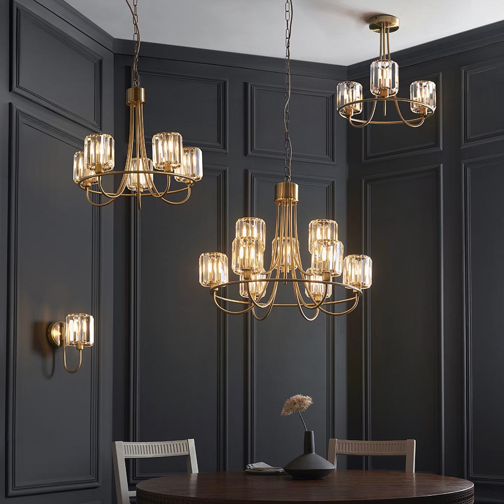 Dennie 9lt Tiered Chandelier - Antique Brass