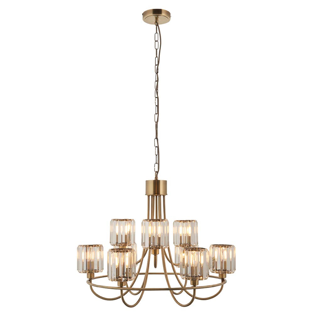 Dennie 9lt Tiered Chandelier - Antique Brass