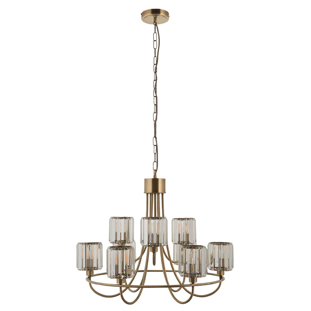 Dennie 9lt Tiered Chandelier - Antique Brass