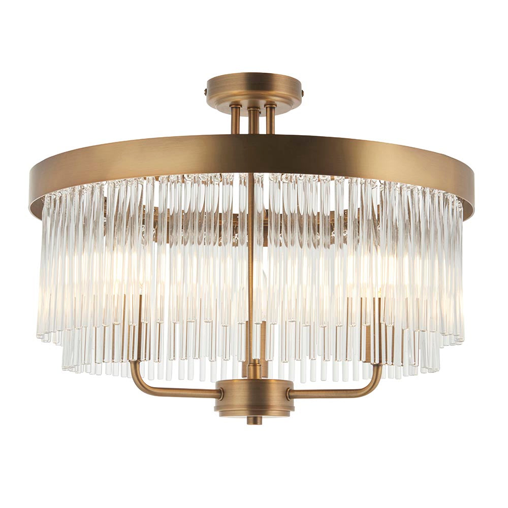 Flare 3lt Semi Flush Light - Antique Brass