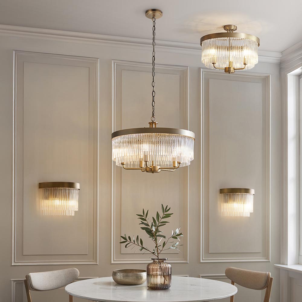 Flare 3lt Semi Flush Light - Antique Brass