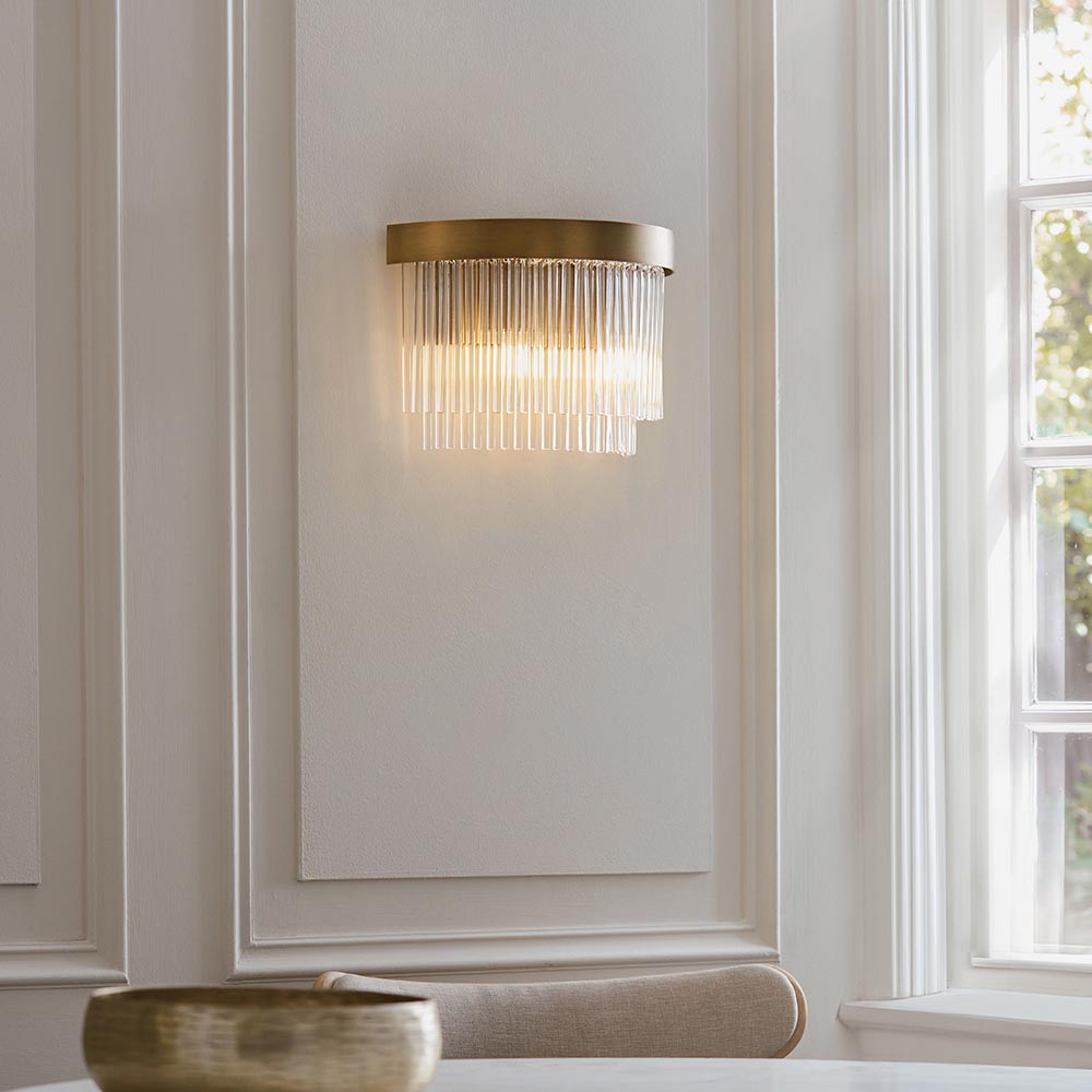 Flare 2lt Wall Light- Antique Brass
