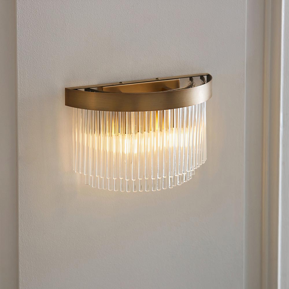 Flare 2lt Wall Light- Antique Brass