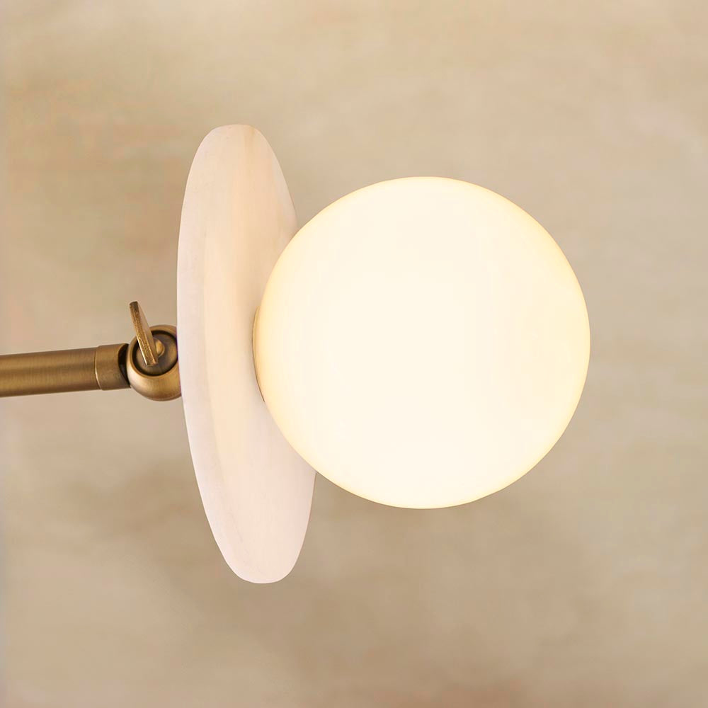 Kairo 3/5lt Semi Flush Ceiling Light - Antique Brass w Alabaster Finish