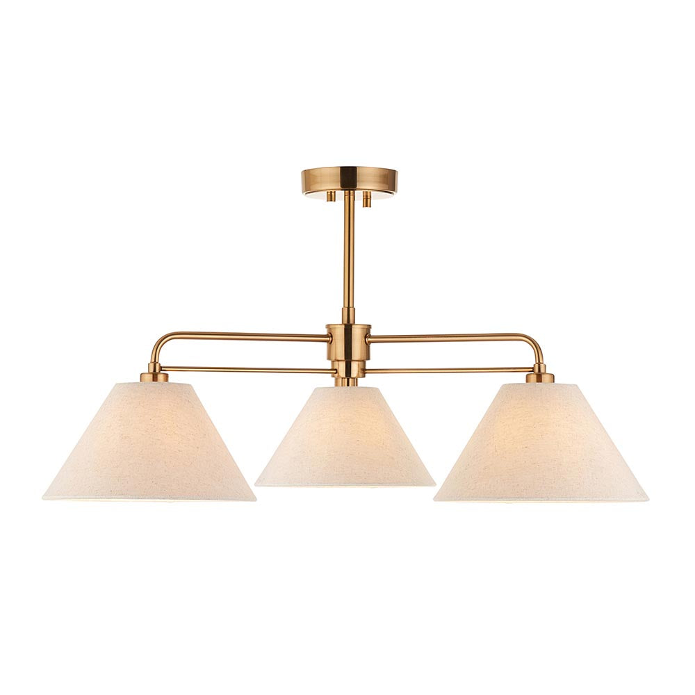 Wayen 3lt Semi Flush Ceiling Light- Brushed Aged Brass