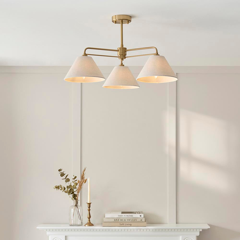 Wayen 3lt Semi Flush Ceiling Light- Brushed Aged Brass