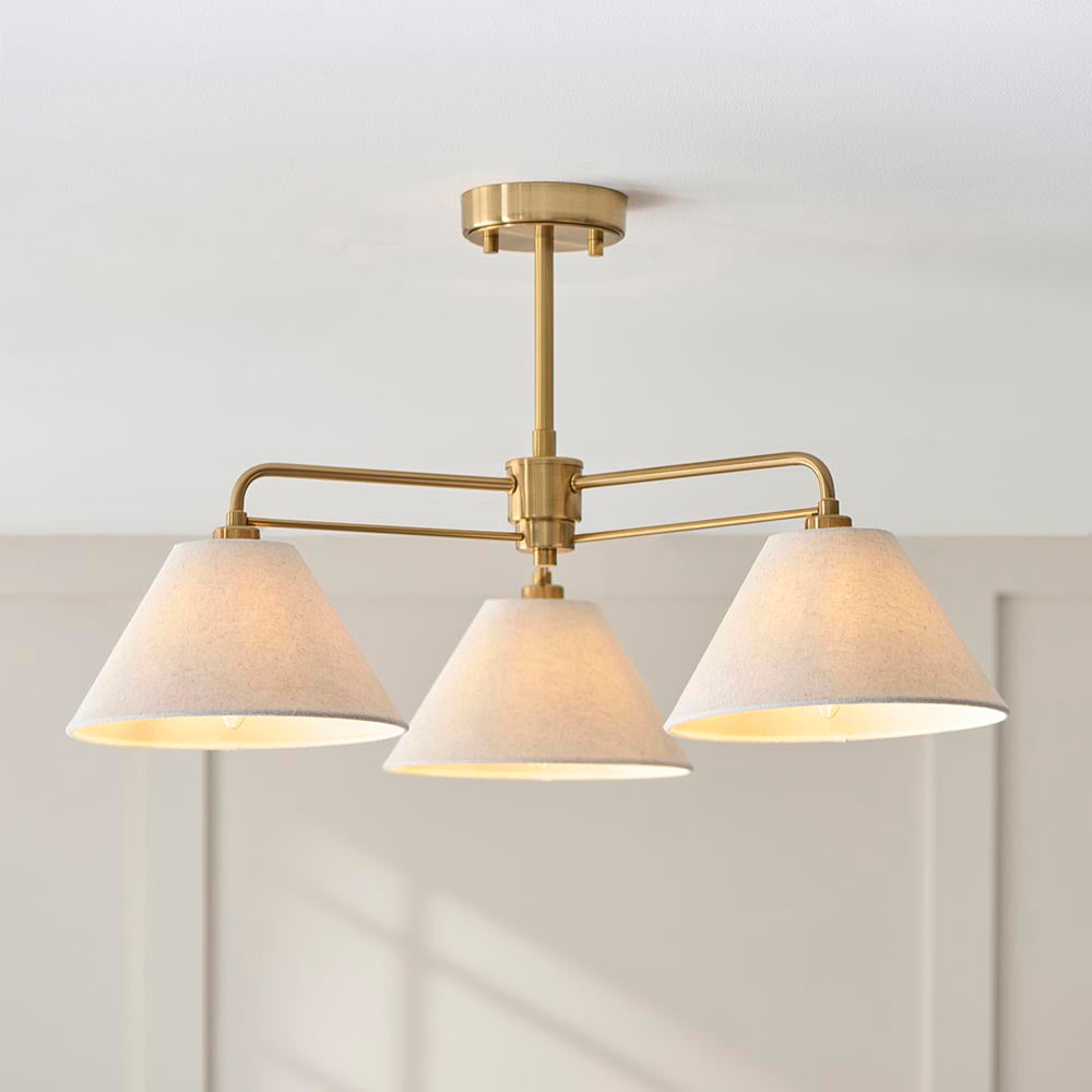 Wayen 3lt Semi Flush Ceiling Light- Brushed Aged Brass