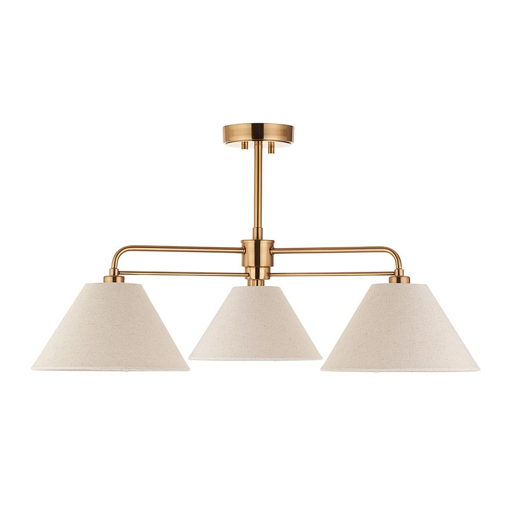 Wayen 3lt Semi Flush Ceiling Light- Brushed Aged Brass