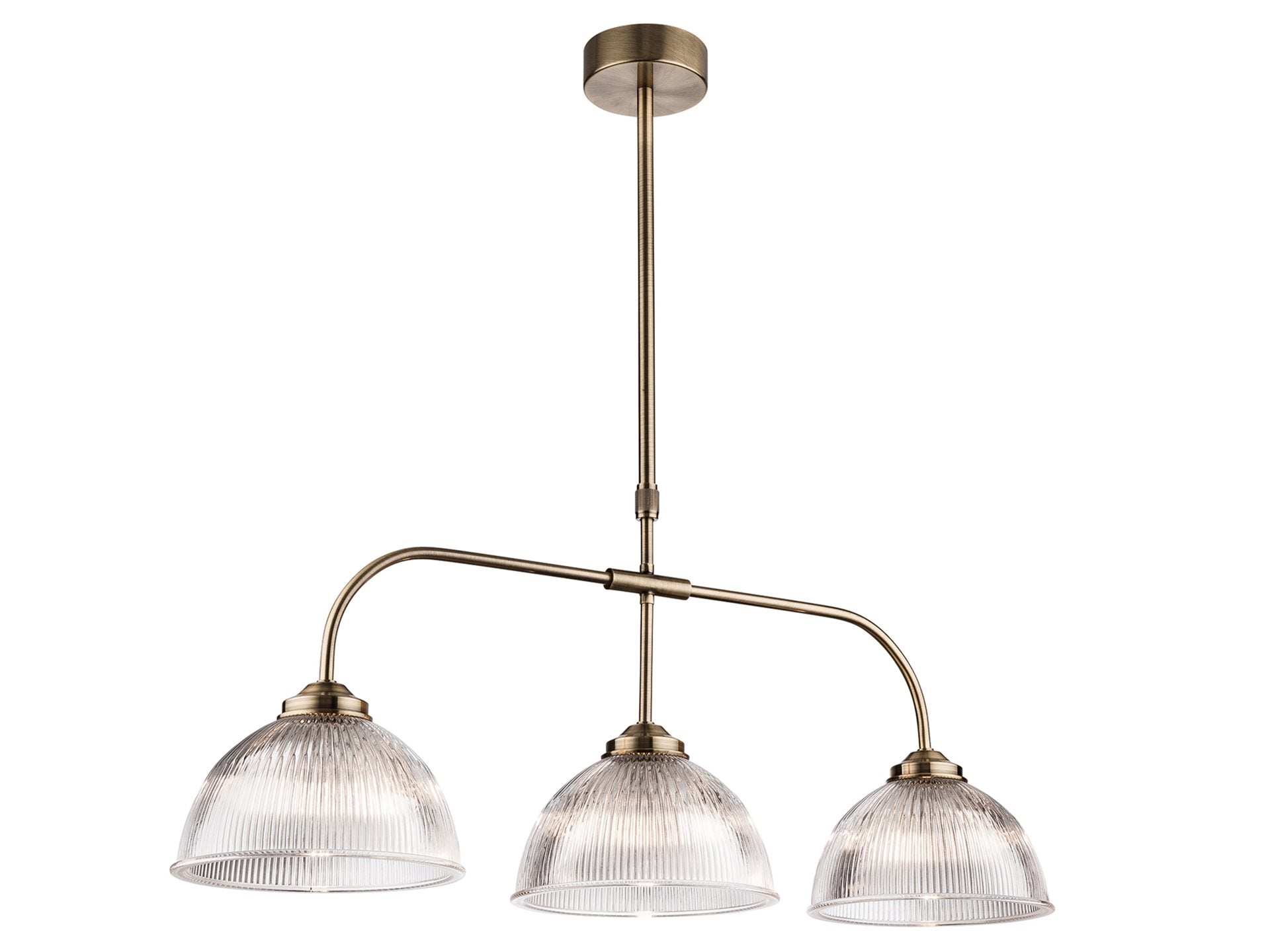 Ashford 3 Light Pendant-  Antique Brass with Clear Glass