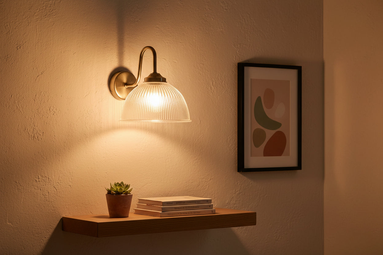 Ashford Wall Light- Antique Brass with Clear Glass