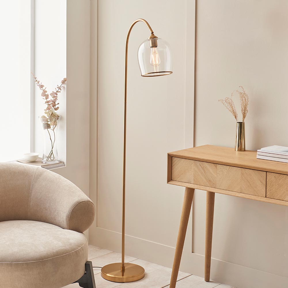Ashcroft Floor Lamp- Clear/ Ribbed Glass Finishes