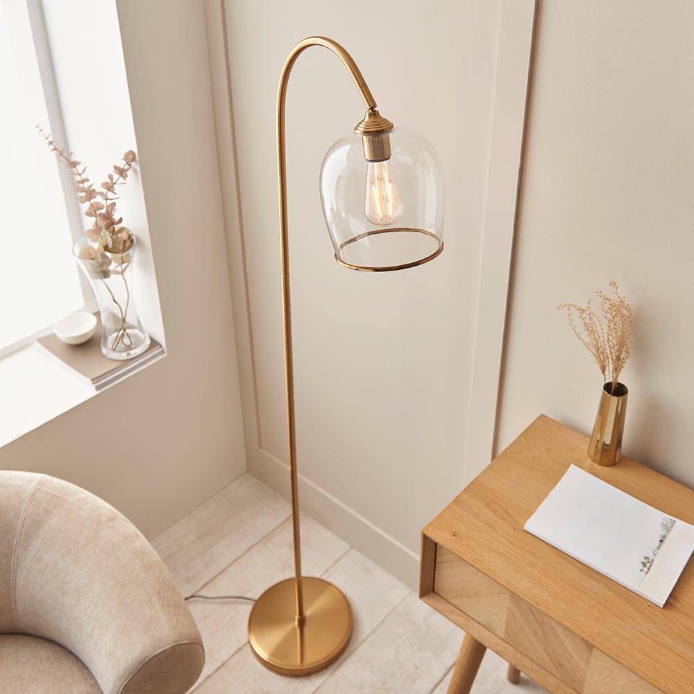 Ashcroft Floor Lamp- Clear/ Ribbed Glass Finishes