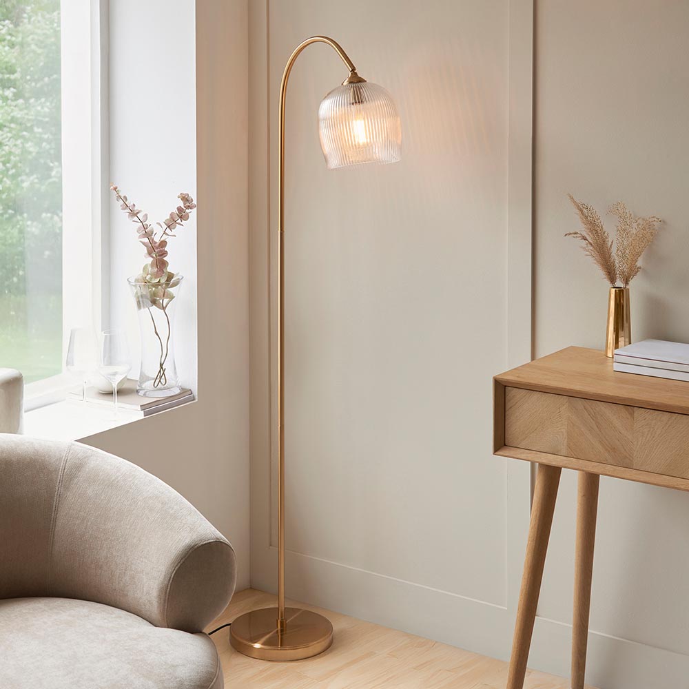 Ashcroft Floor Lamp- Clear/ Ribbed Glass Finishes