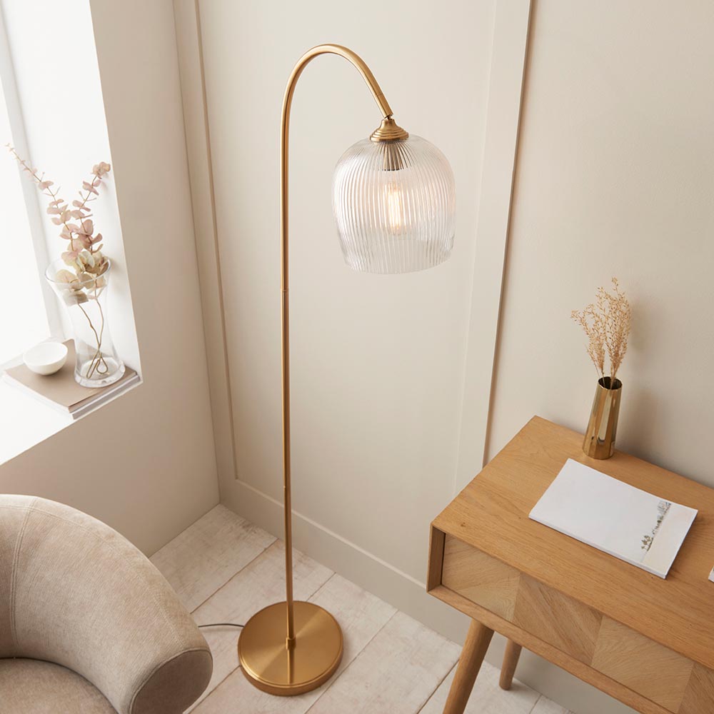 Ashcroft Floor Lamp- Clear/ Ribbed Glass Finishes