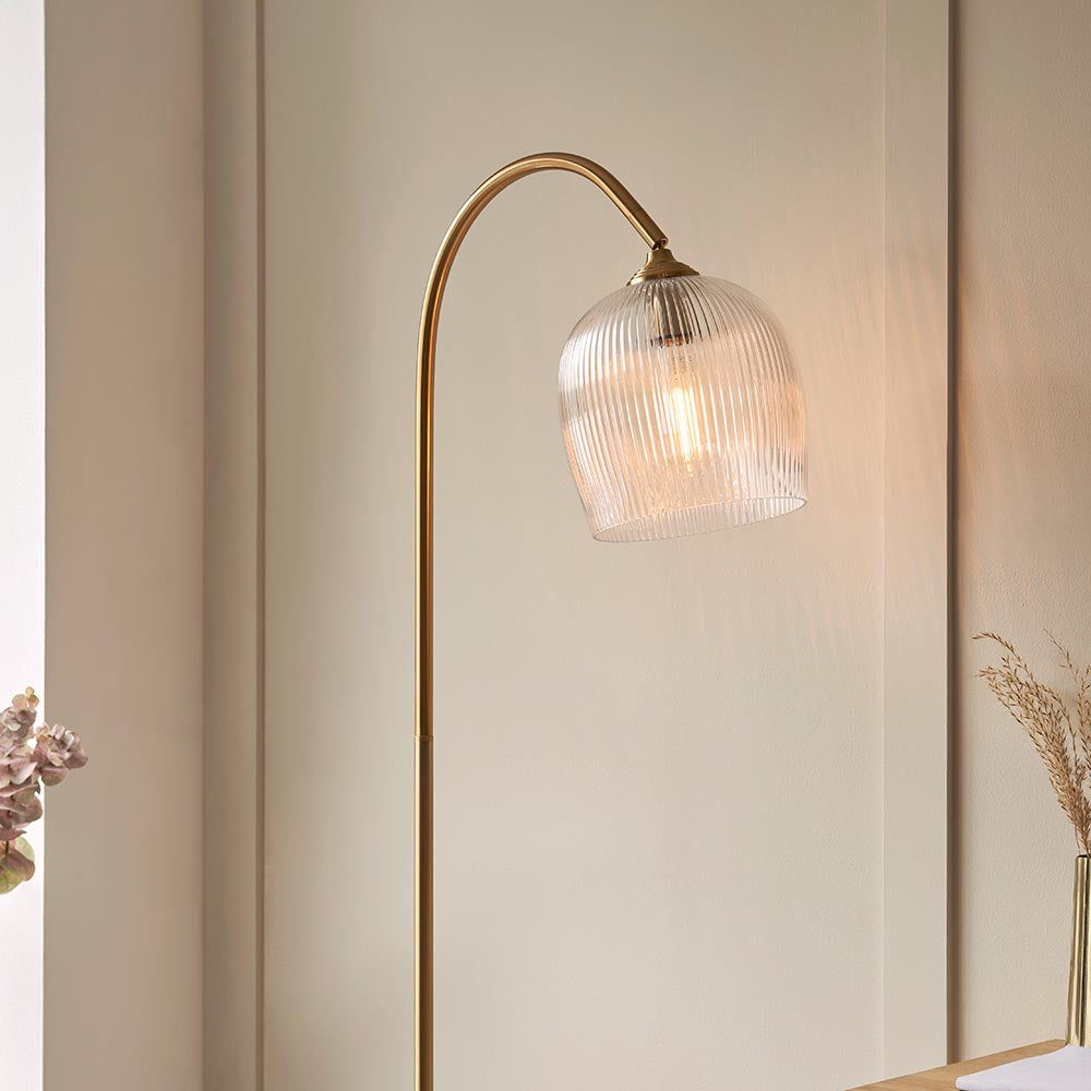 Ashcroft Floor Lamp- Clear/ Ribbed Glass Finishes