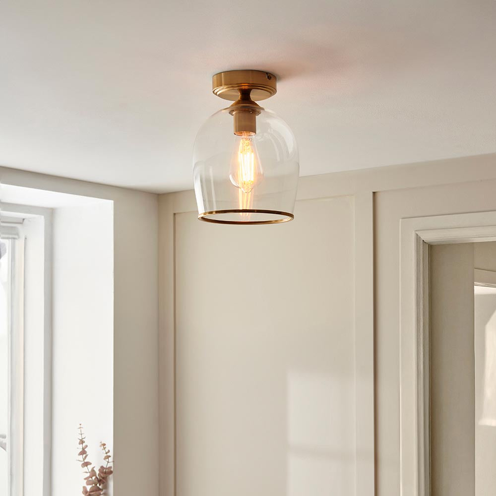 Ashcroft Flush Ceiling Light- Clear/ Ribbed Glass Finishes