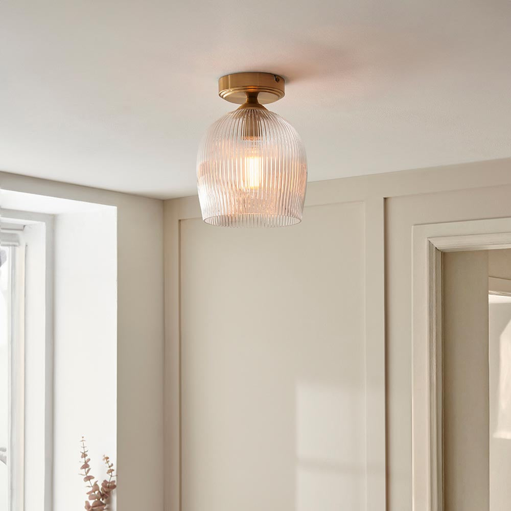 Ashcroft Flush Ceiling Light- Clear/ Ribbed Glass Finishes