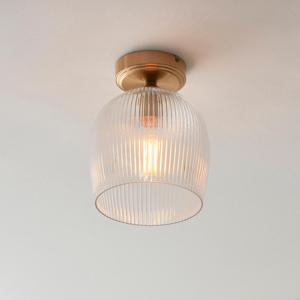 Ashcroft Flush Ceiling Light- Clear/ Ribbed Glass Finishes