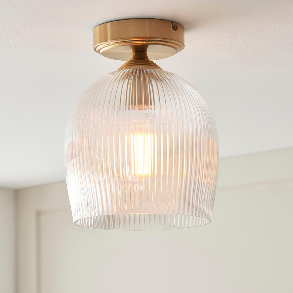 Ashcroft Flush Ceiling Light- Clear/ Ribbed Glass Finishes
