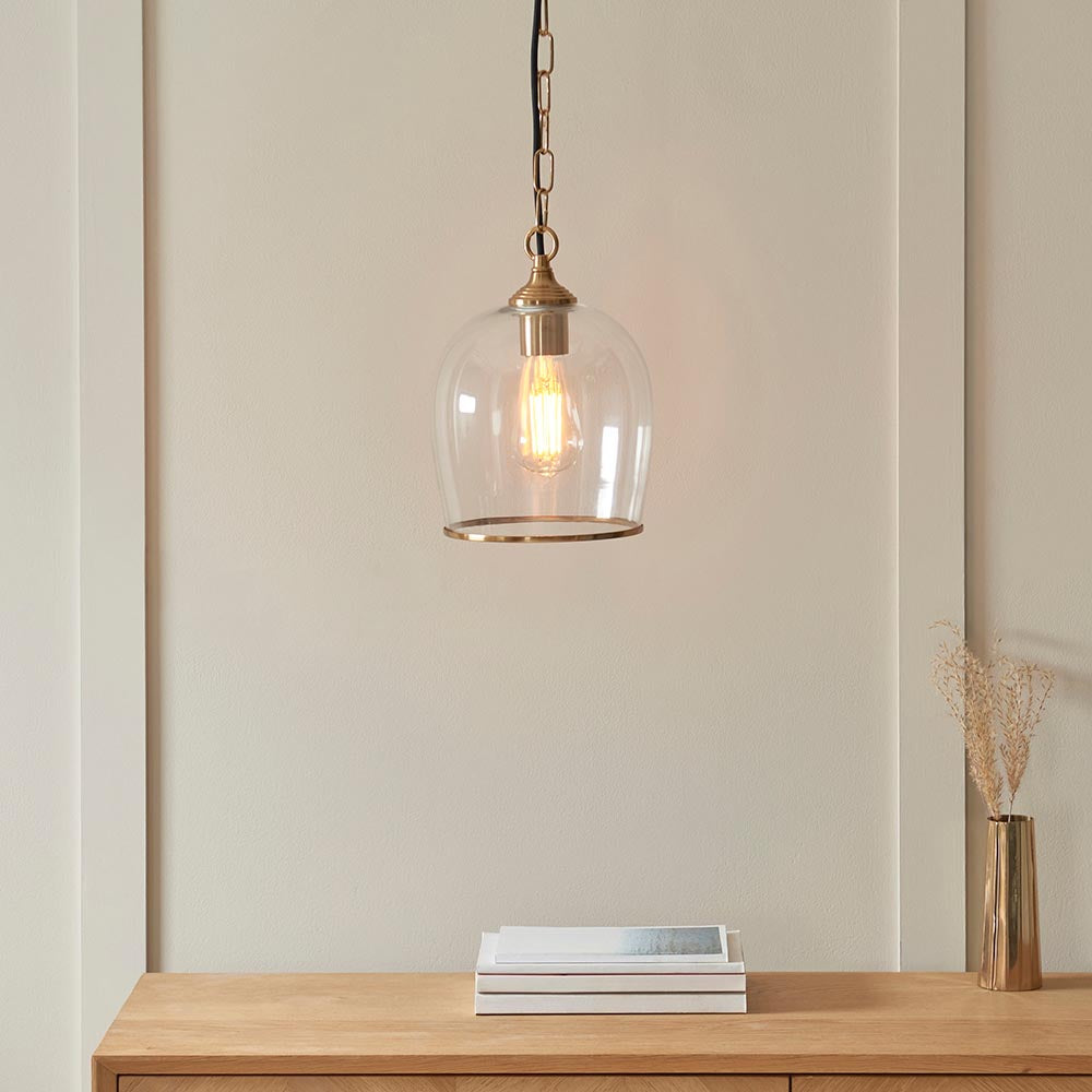 Ashcroft Single Pendant Light - Clear/Ribbed Glass Finishes