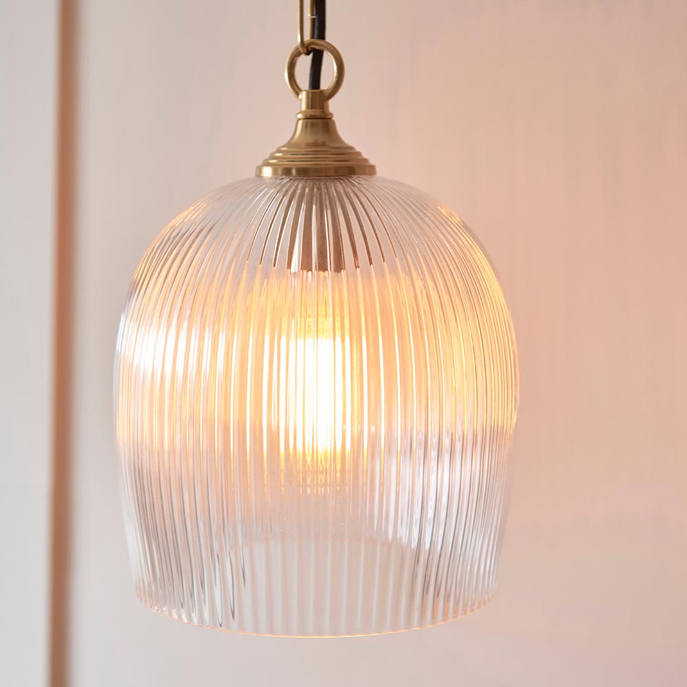 Ashcroft Single Pendant Light - Clear/Ribbed Glass Finishes