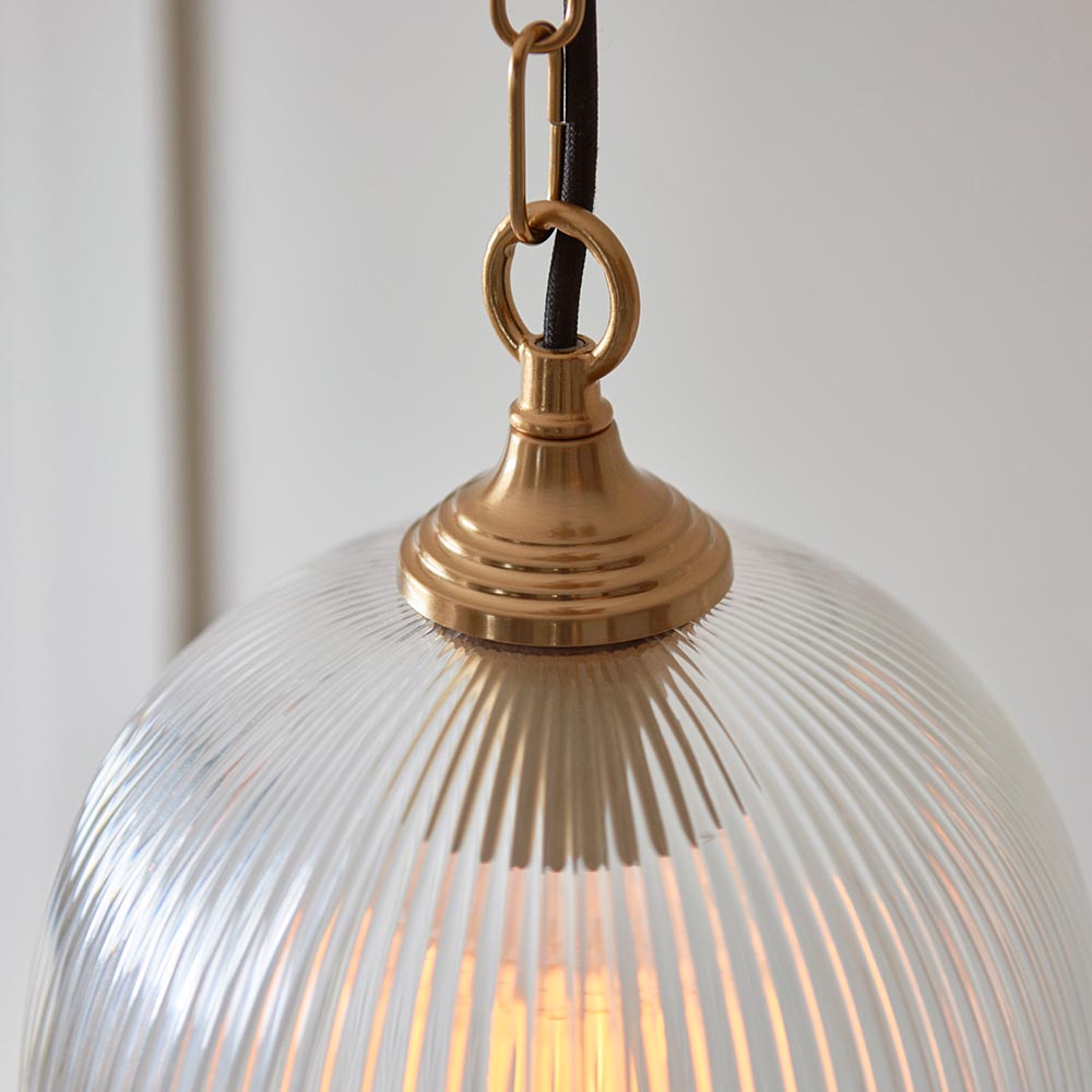 Ashcroft Single Pendant Light - Clear/Ribbed Glass Finishes