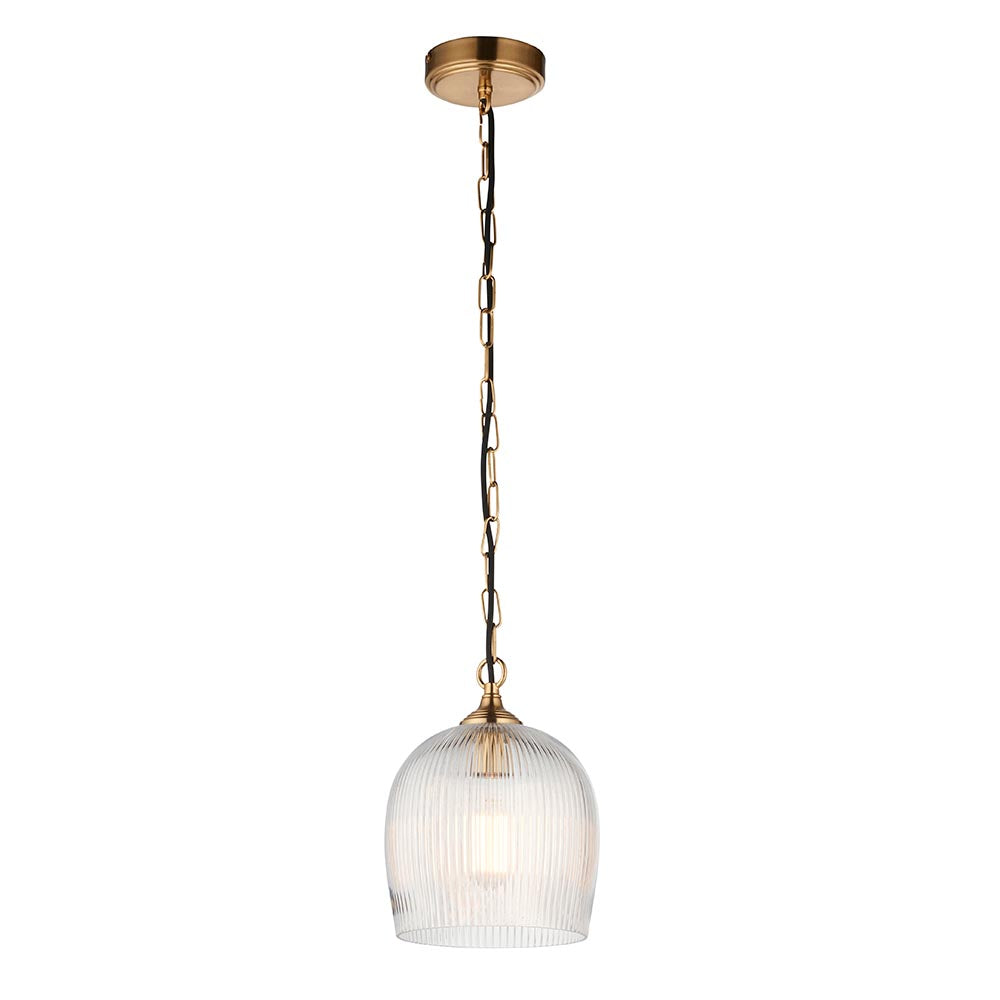 Ashcroft Single Pendant Light - Clear/Ribbed Glass Finishes