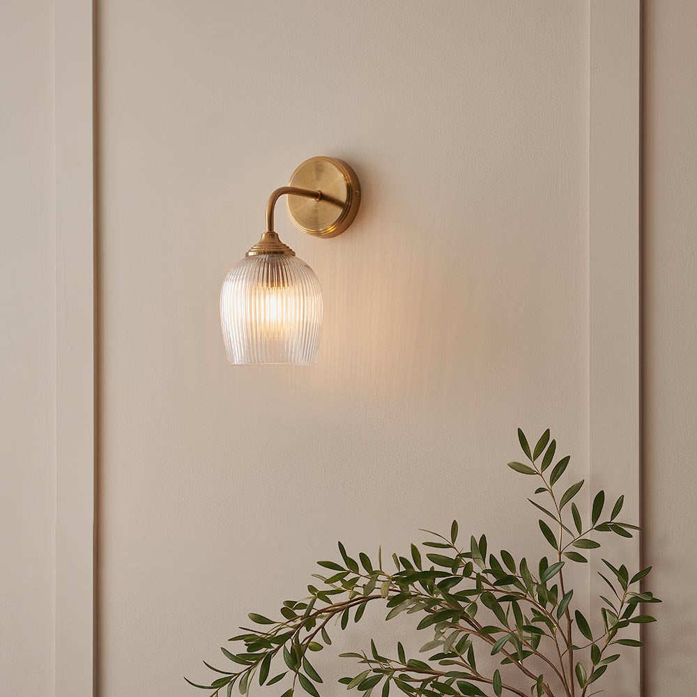 Ashcroft Wall Light - Clear/ Ribbed Glass Finishes