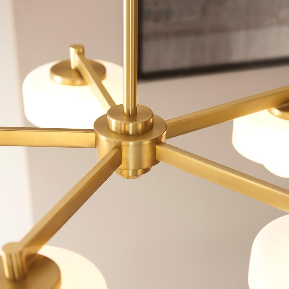 Boss 5lt Ceiling Light- Brushed Aged Brass w Opal Shades
