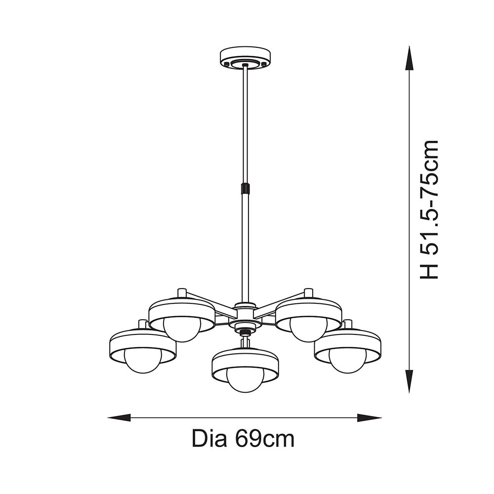 Boss 5lt Ceiling Light- Brushed Aged Brass w Opal Shades