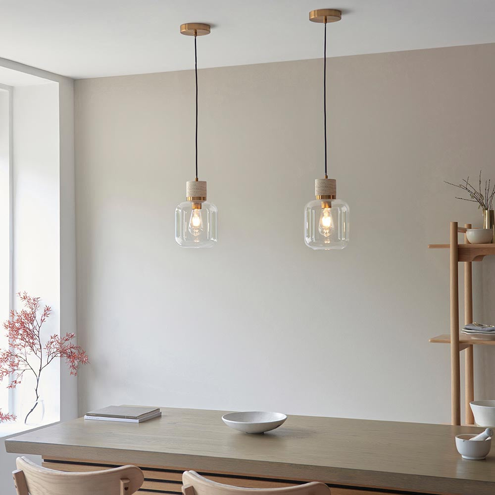 Travi Pendant Light- Clear/ Ribbed Glass Finish