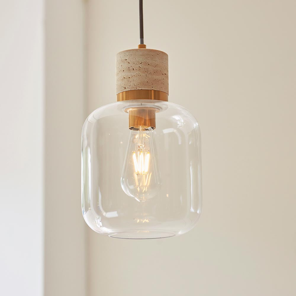 Travi Pendant Light- Clear/ Ribbed Glass Finish