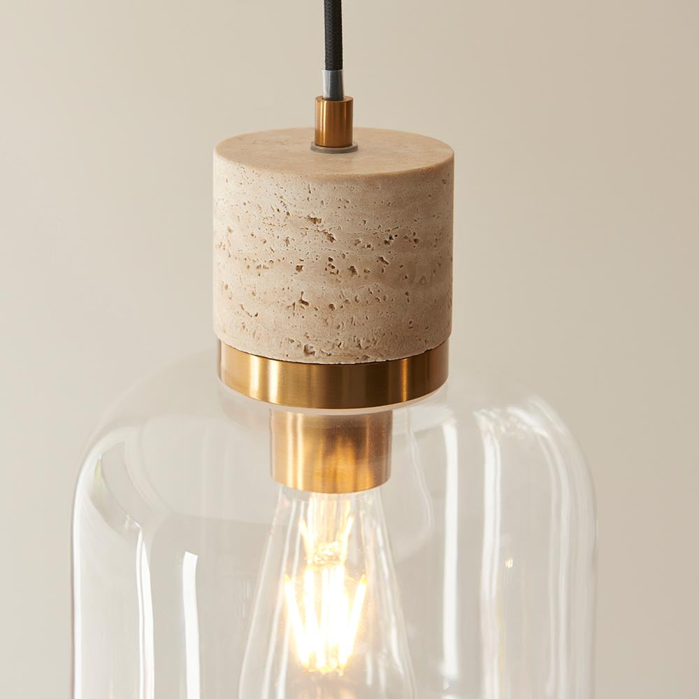 Travi Pendant Light- Clear/ Ribbed Glass Finish