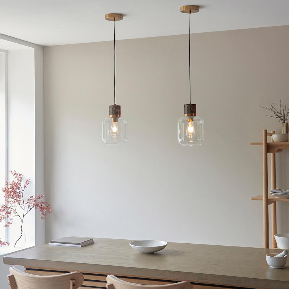 Travi Pendant Light- Clear/ Ribbed Glass Finish