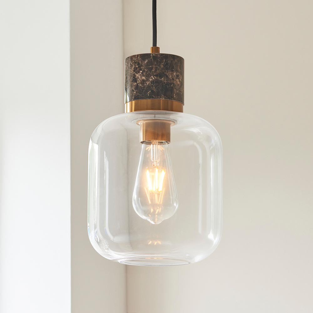 Travi Pendant Light- Clear/ Ribbed Glass Finish