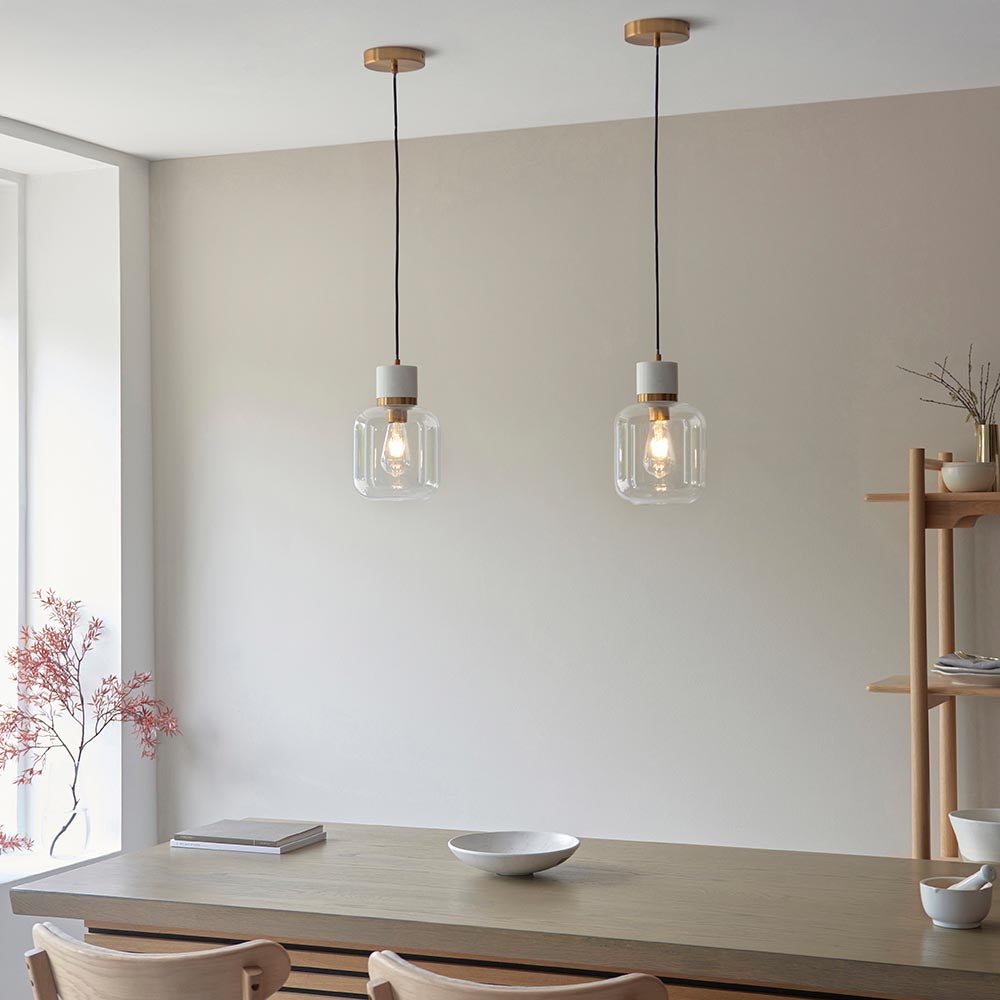 Travi Pendant Light- Clear/ Ribbed Glass Finish