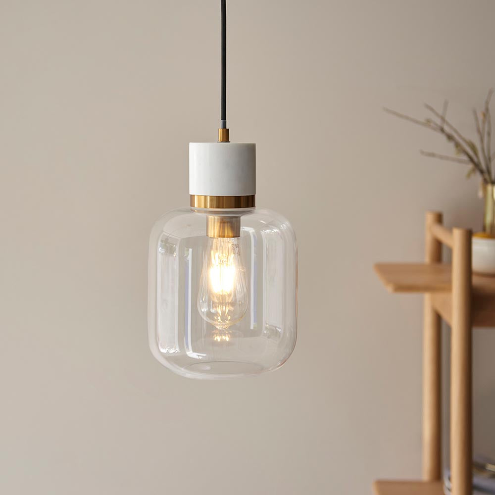 Travi Pendant Light- Clear/ Ribbed Glass Finish