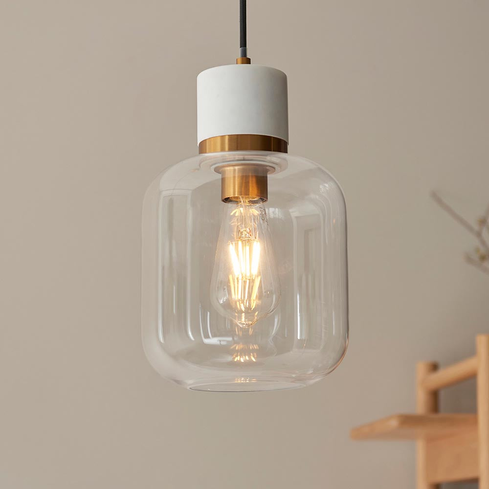 Travi Pendant Light- Clear/ Ribbed Glass Finish