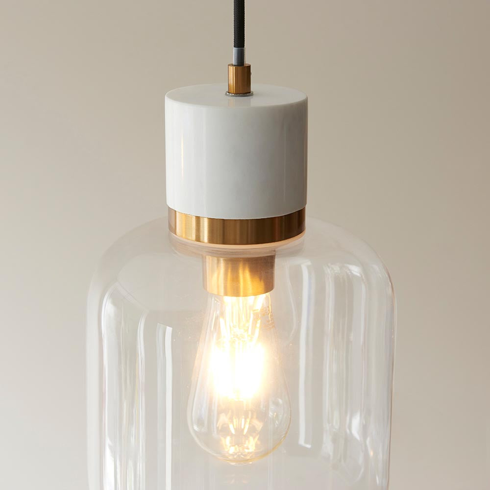 Travi Pendant Light- Clear/ Ribbed Glass Finish