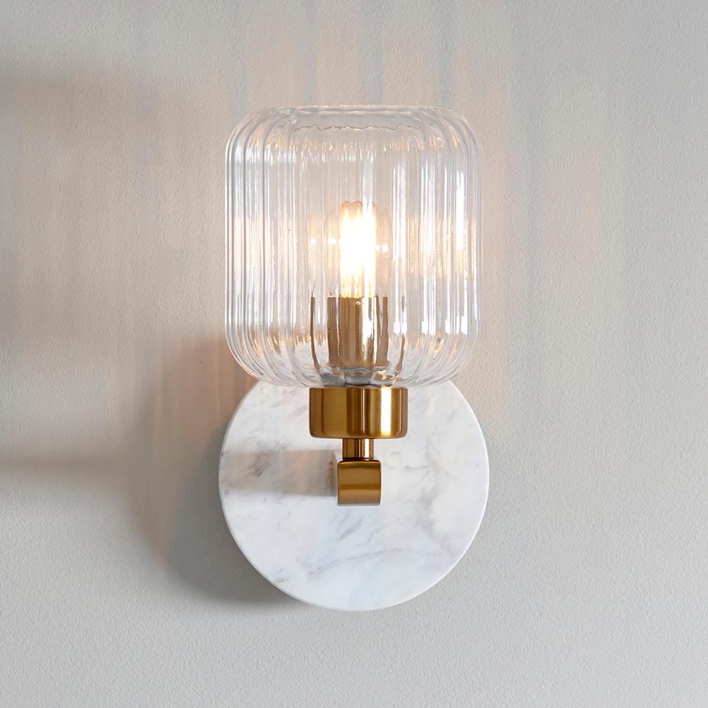 Travi Ribbed/ Clear Wall Light-  Various Base Finishes