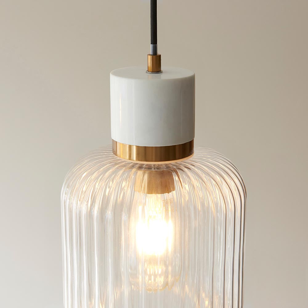Travi Pendant Light- Clear/ Ribbed Glass Finish