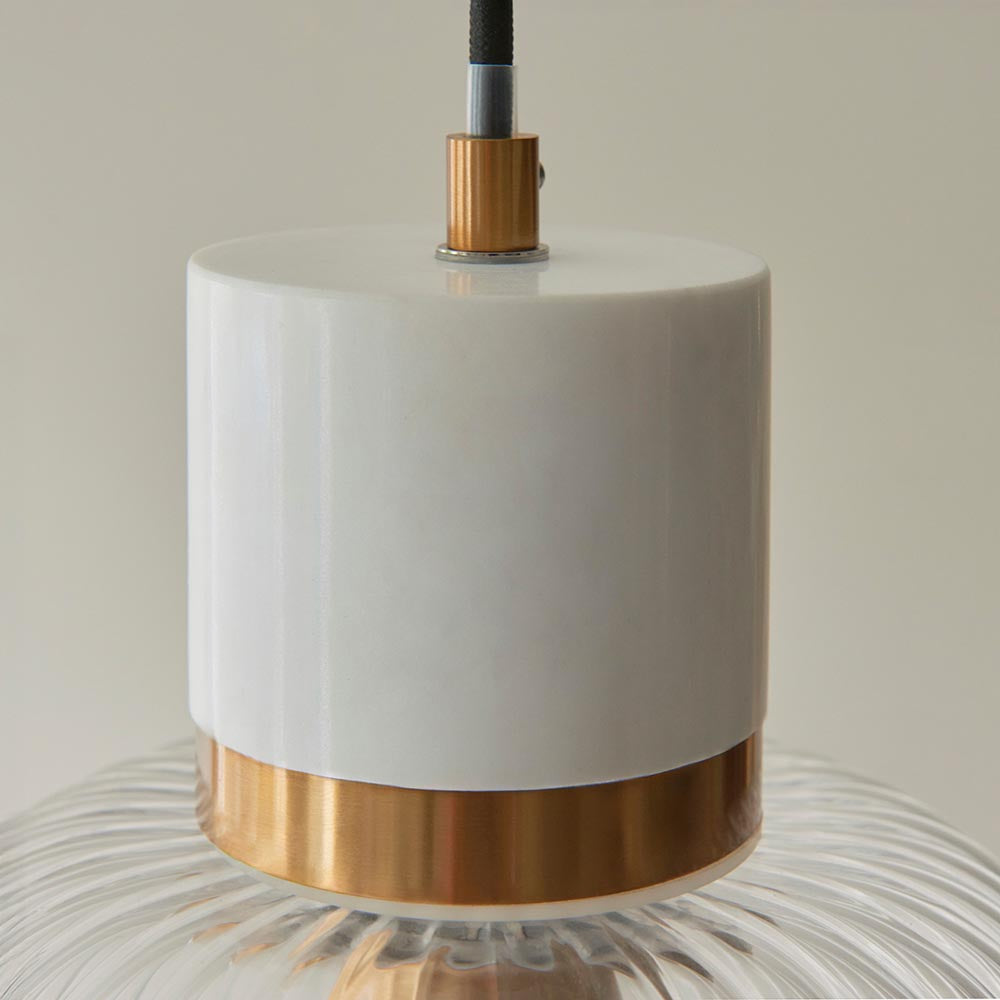Travi Pendant Light- Clear/ Ribbed Glass Finish