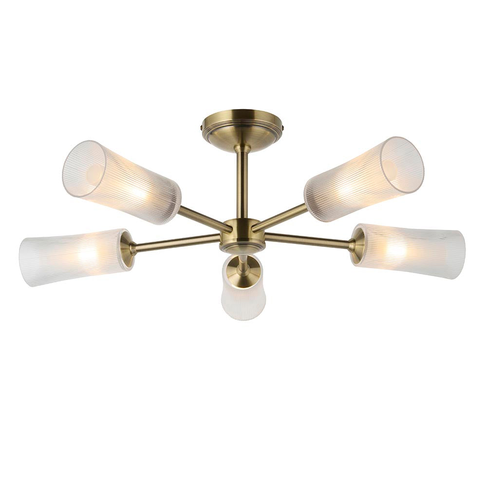 Aylen 5/8Lt Semi Flush Light- Antique Brass