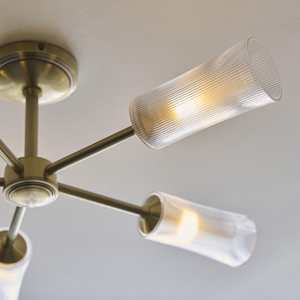 Aylen 5/8Lt Semi Flush Light- Antique Brass