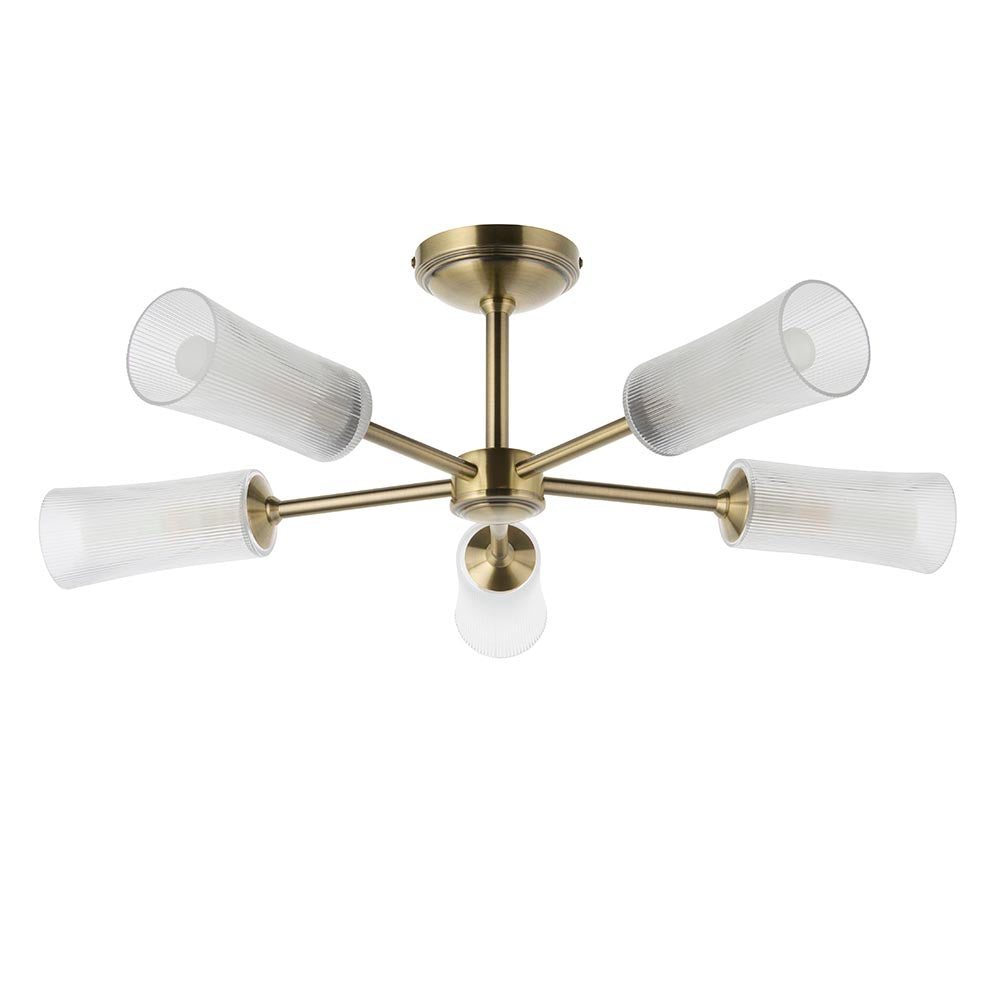 Aylen 5/8Lt Semi Flush Light- Antique Brass