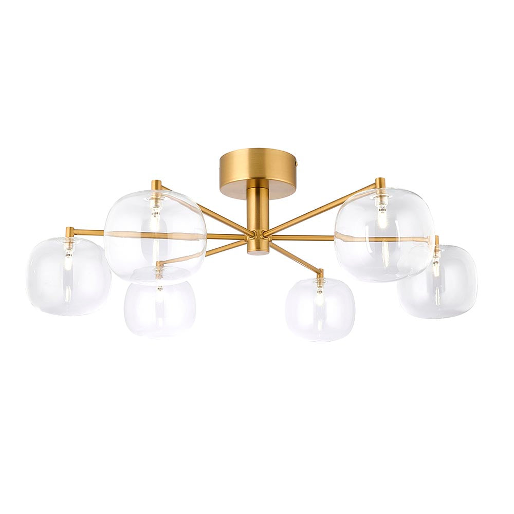 Omagh 6lt Semi Flush Ceiling Light - Brushed Aged Brass