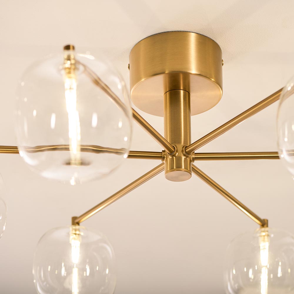 Omagh 6lt Semi Flush Ceiling Light - Brushed Aged Brass