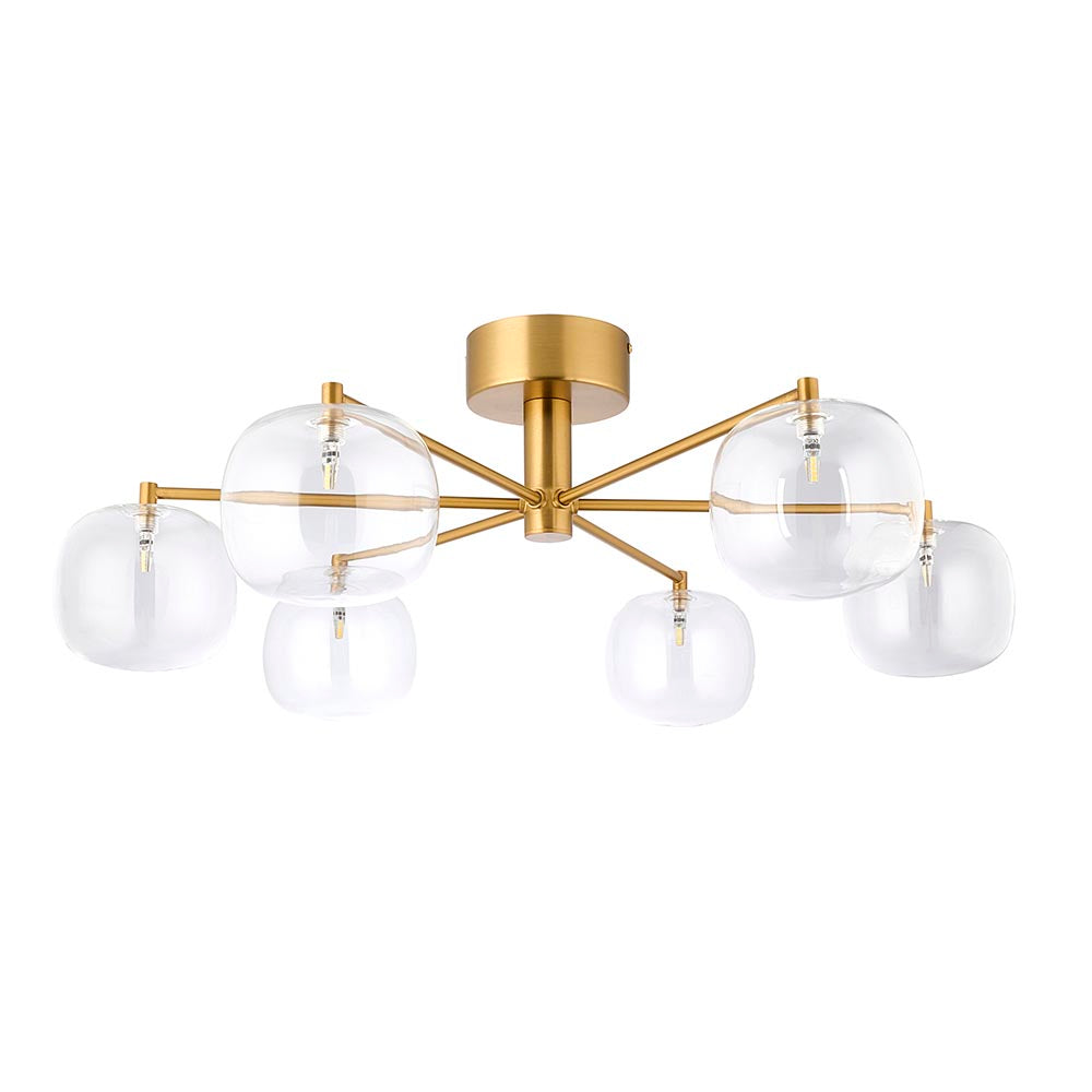 Omagh 6lt Semi Flush Ceiling Light - Brushed Aged Brass